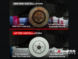 Jeep Renegade Brake Kit - Front + Rear - R1 Concepts - Ceramic Brake Pads - eLINE Drilled + Slotted Rotors